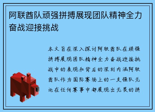 阿联酋队顽强拼搏展现团队精神全力奋战迎接挑战