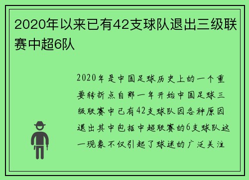 2020年以来已有42支球队退出三级联赛中超6队