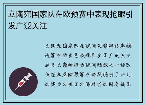 立陶宛国家队在欧预赛中表现抢眼引发广泛关注